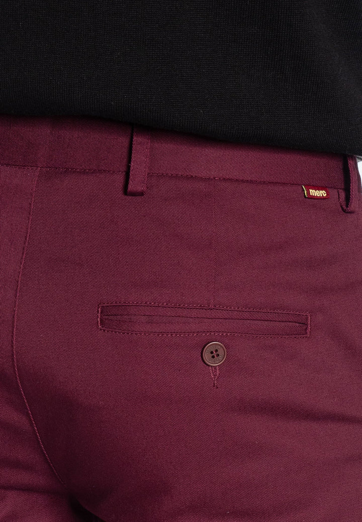 Merc Mens Winston Wine Red Sta Press Trousers