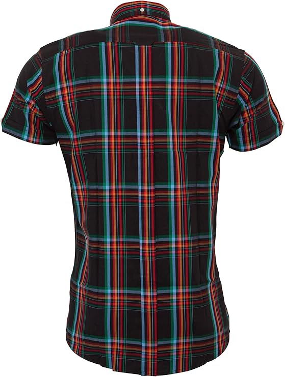 Relco Mens Black Check Short Sleeved Limited Edition Button Down Shirts