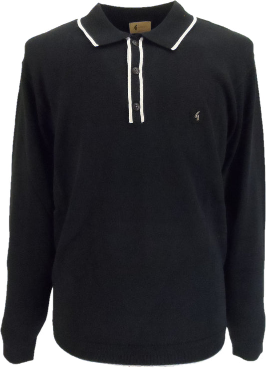 Gabicci Vintage Lineker Black Knitted Polo