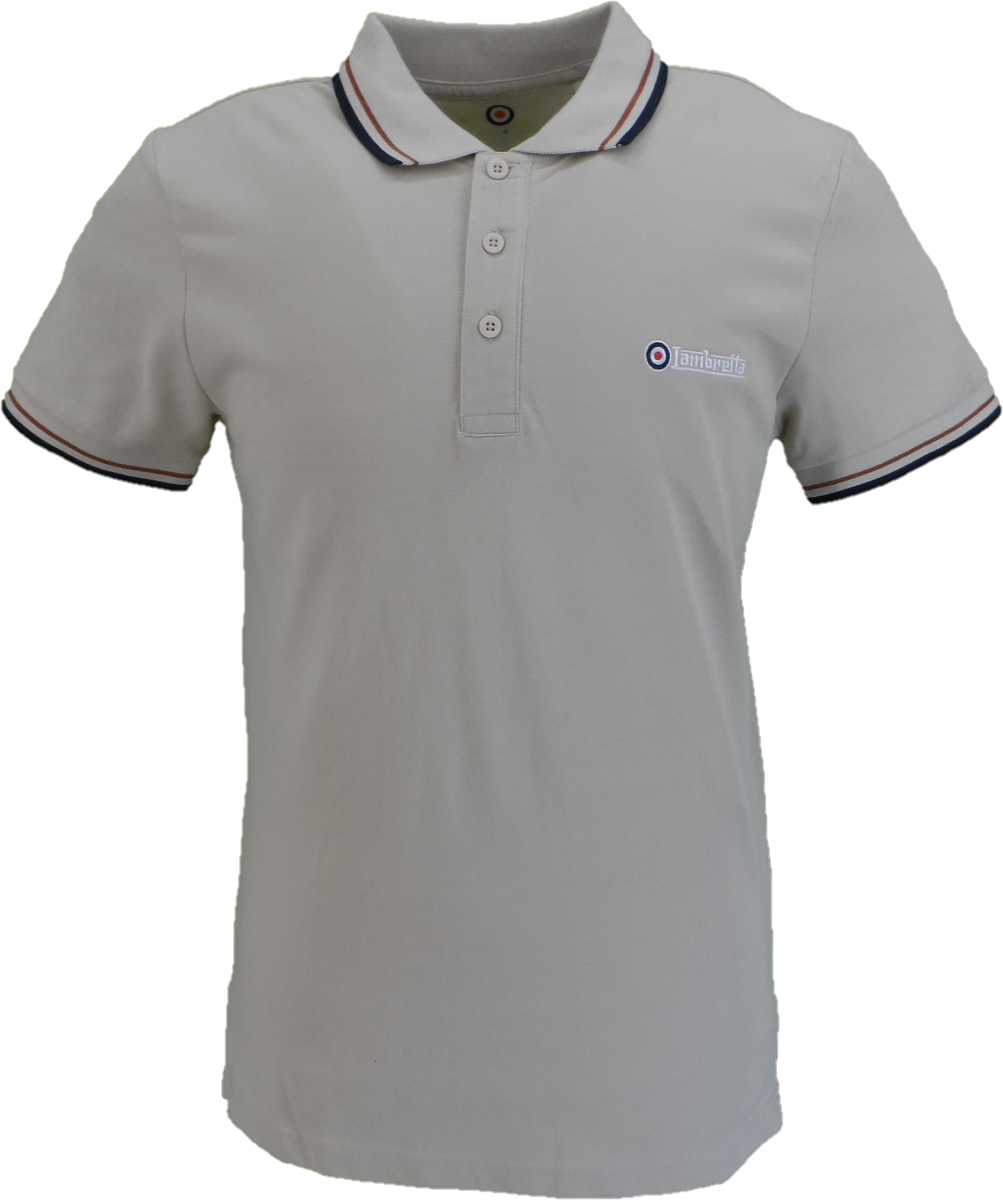Lambretta Stone Retro Target Logo 100 Cotton Polo Shirts Mazeys UK