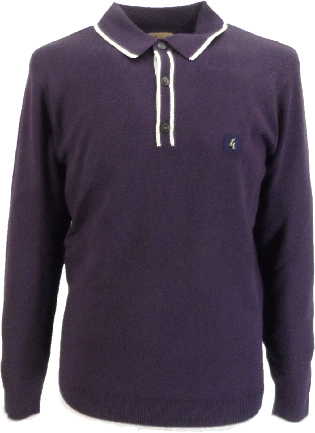 Gabicci Vintage Mens Lineker Grape Knitted Polo