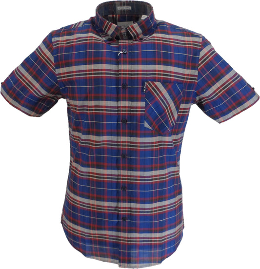 Ben Sherman Mens Royal Blue Checked Short Sleeved Shirt