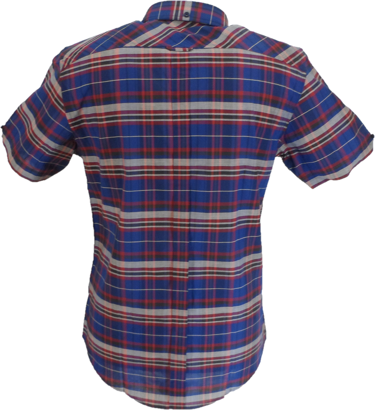 Ben Sherman Mens Royal Blue Checked Short Sleeved Shirt