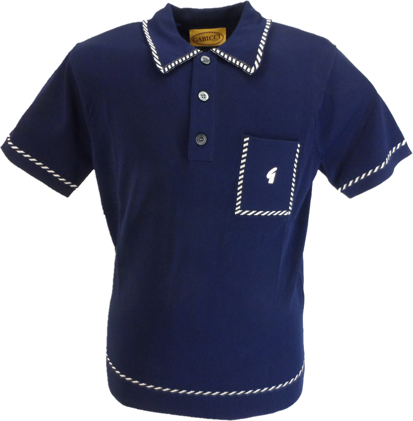 Gabicci Mens Navy Blue Archive Routledge Knitted Polo Shirt