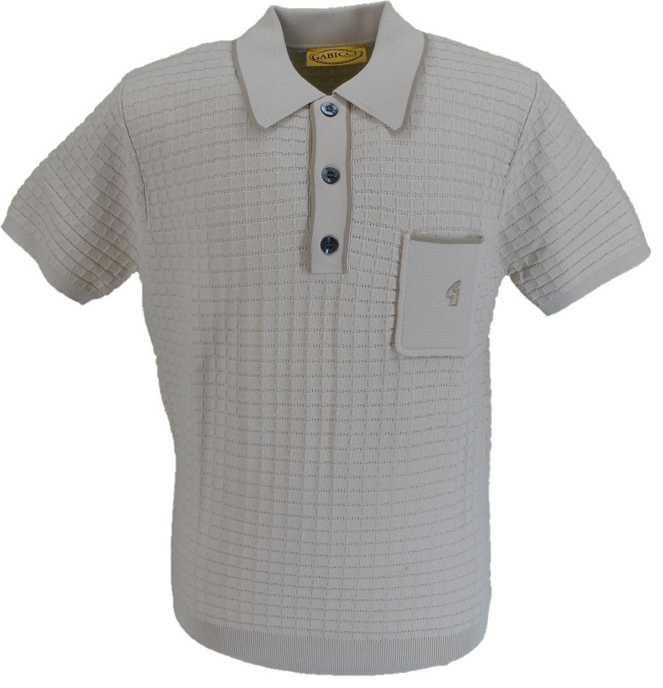 Gabicci Mens Linen Beige Archive Roy Knitted Polo Shirt