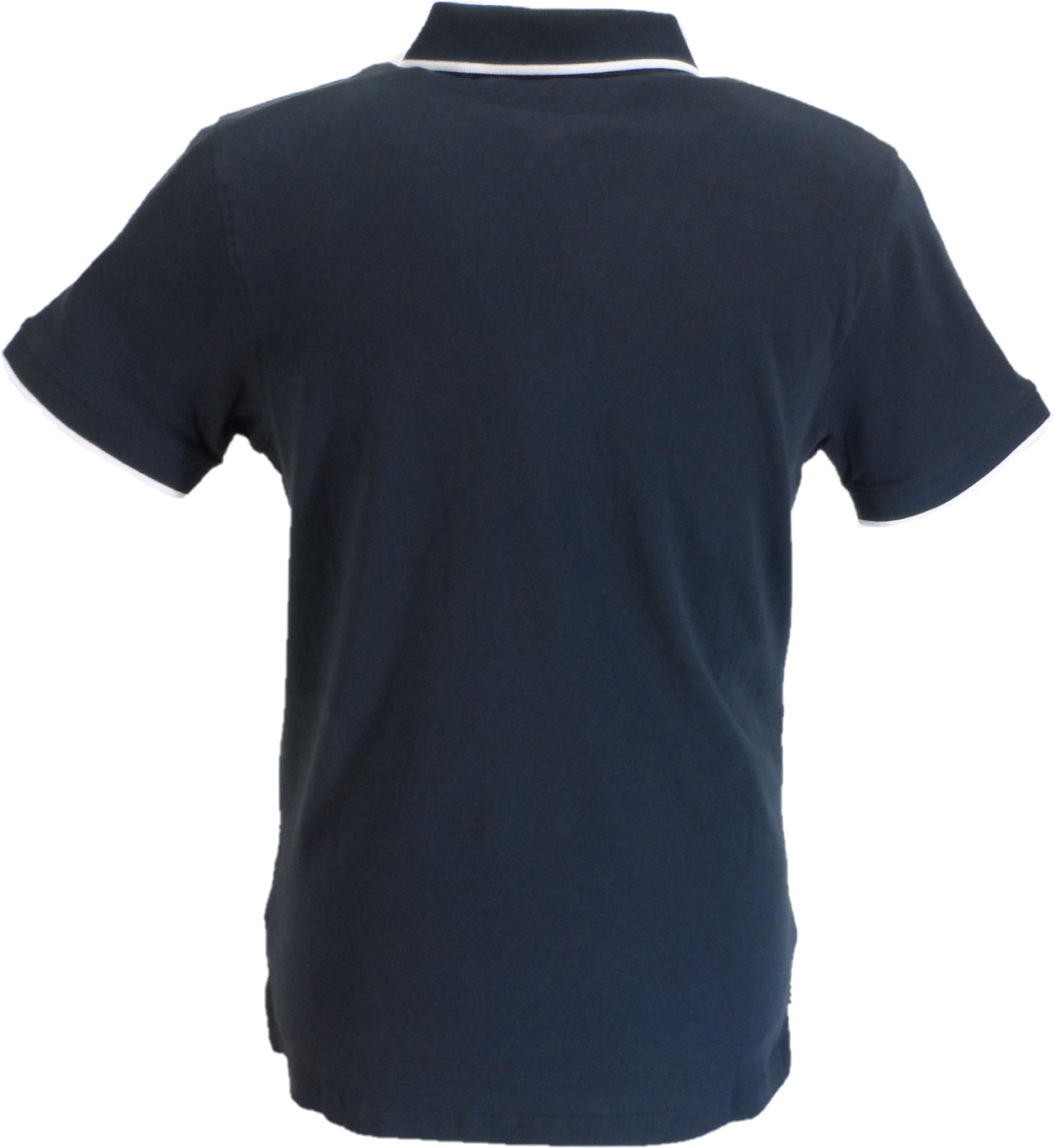 Lambretta Navy & White Retro Gingham Tipped Polo Shirts