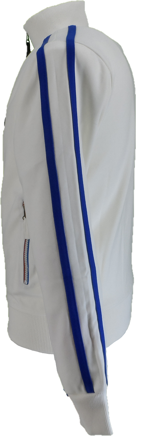 Trojan Mens Ecru Twin-Stripe Contrast Zip Retro Track Tops