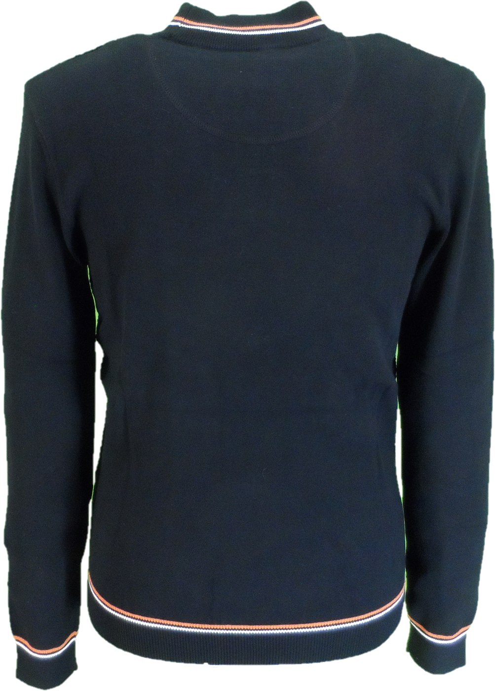 Trojan Mens Black Textured Racing Stripe Fine Gauge Turtle Neck