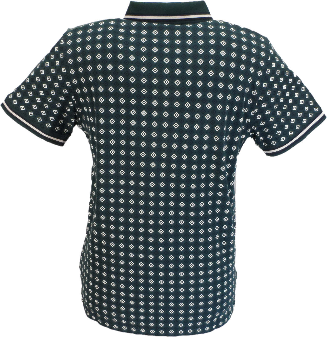 Lambretta Mens Green Geometric Print Cotton Polo Shirts