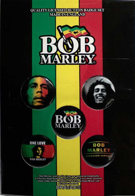 Bob Marley Button Badge 5 Pack Set