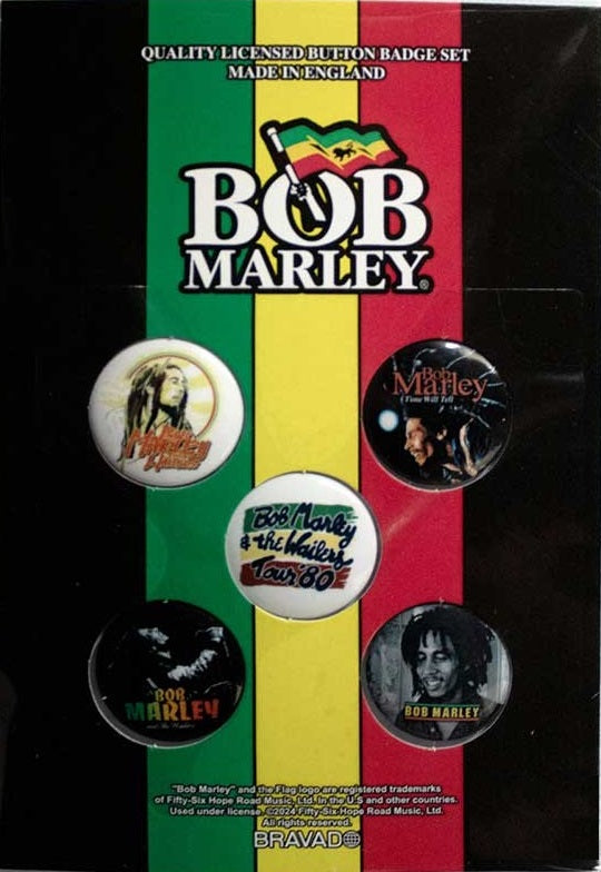 Bob Marley Button Badge 5 Pack Set