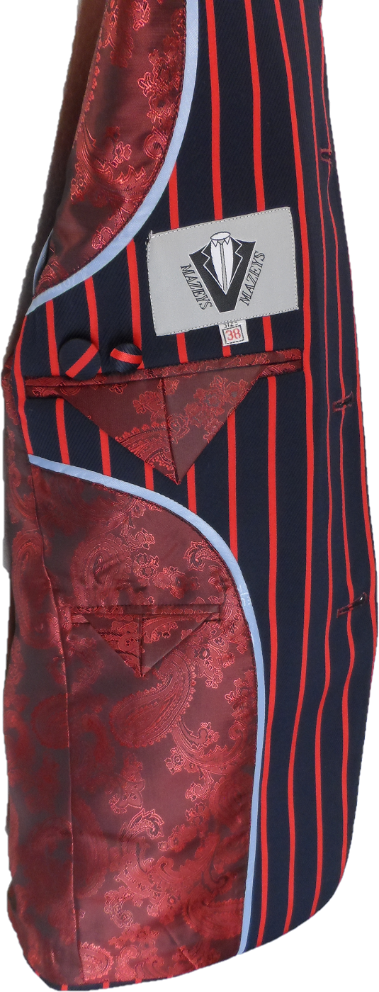 Mens Classic Retro Navy Blue/Red Boating Blazer Jacket