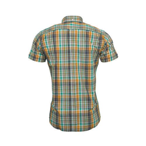 Relco Mens Green Check Short Sleeved Vintage/Retro Button Down Shirts