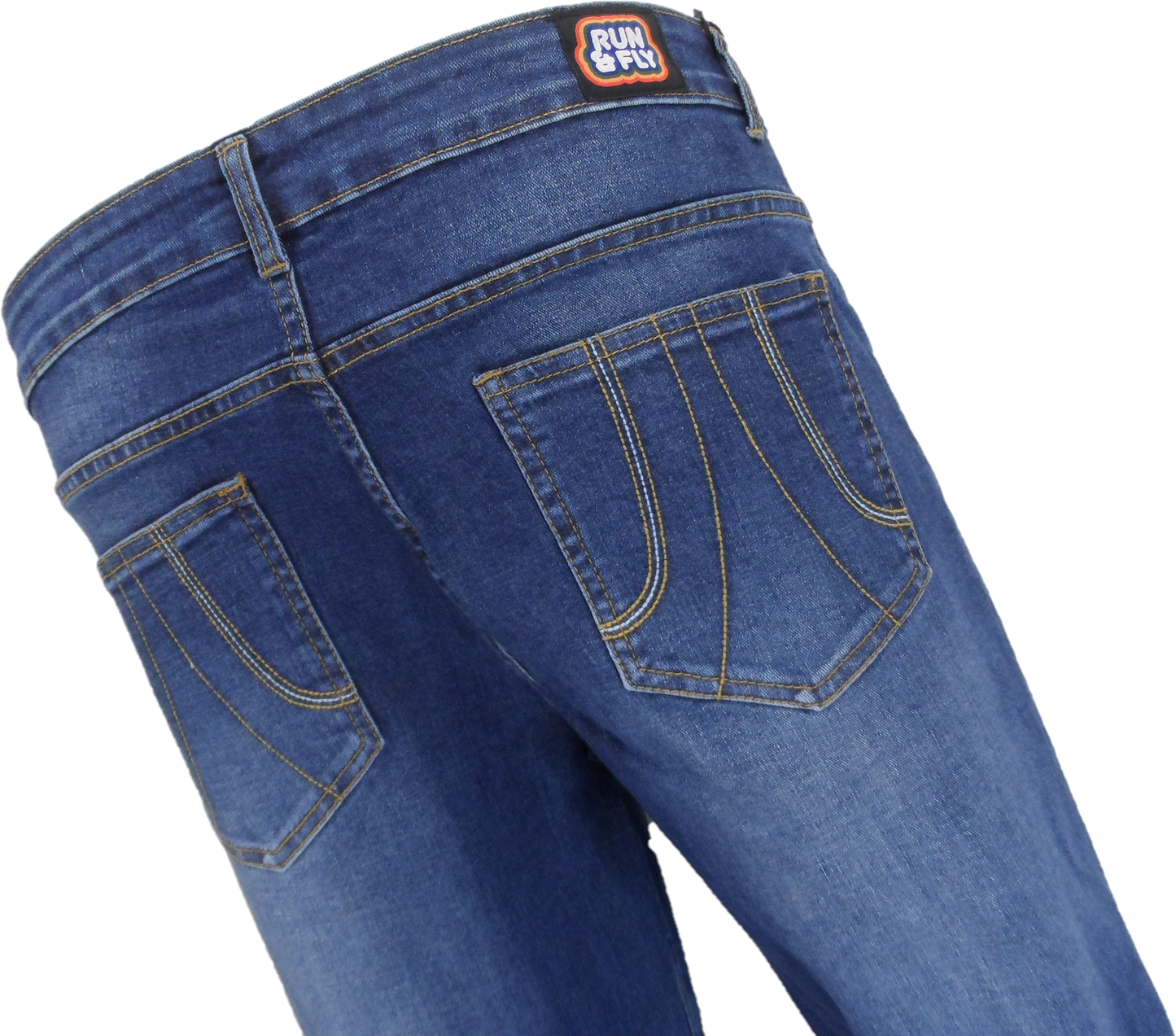 Run & Fly Mens Distressed Denim Bell Bottom Flares Jeans