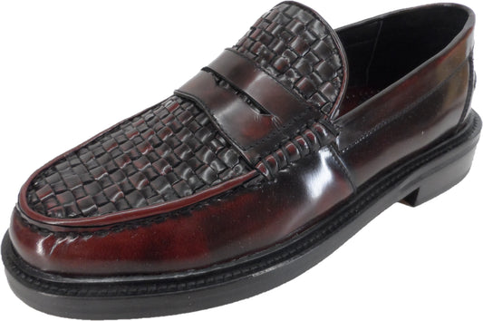 Delicious Junction Brummel Oxblood Real Basket Weave Penny Loafer