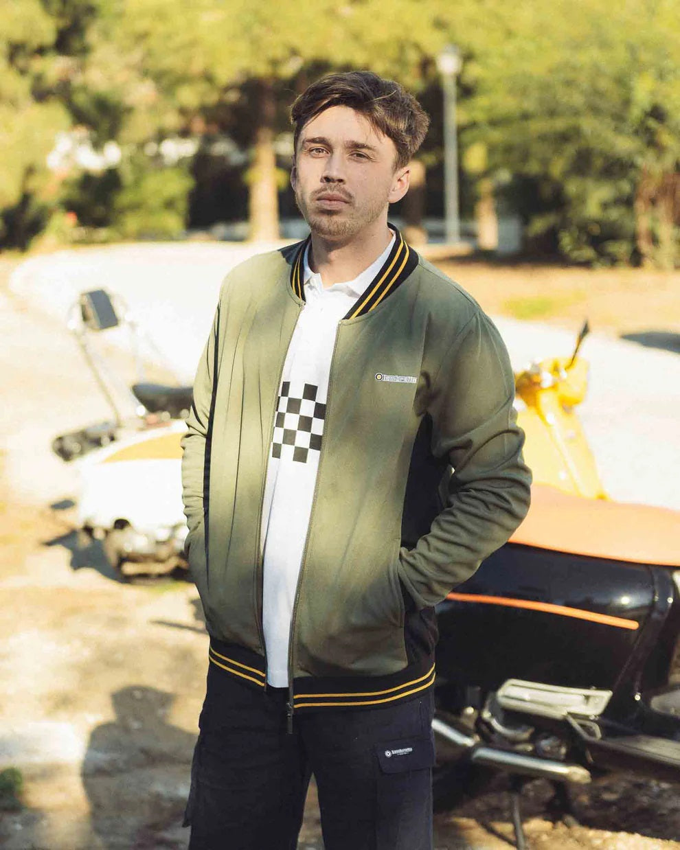 Lambretta Retro Khaki Green Vintage Track Top Jacket
