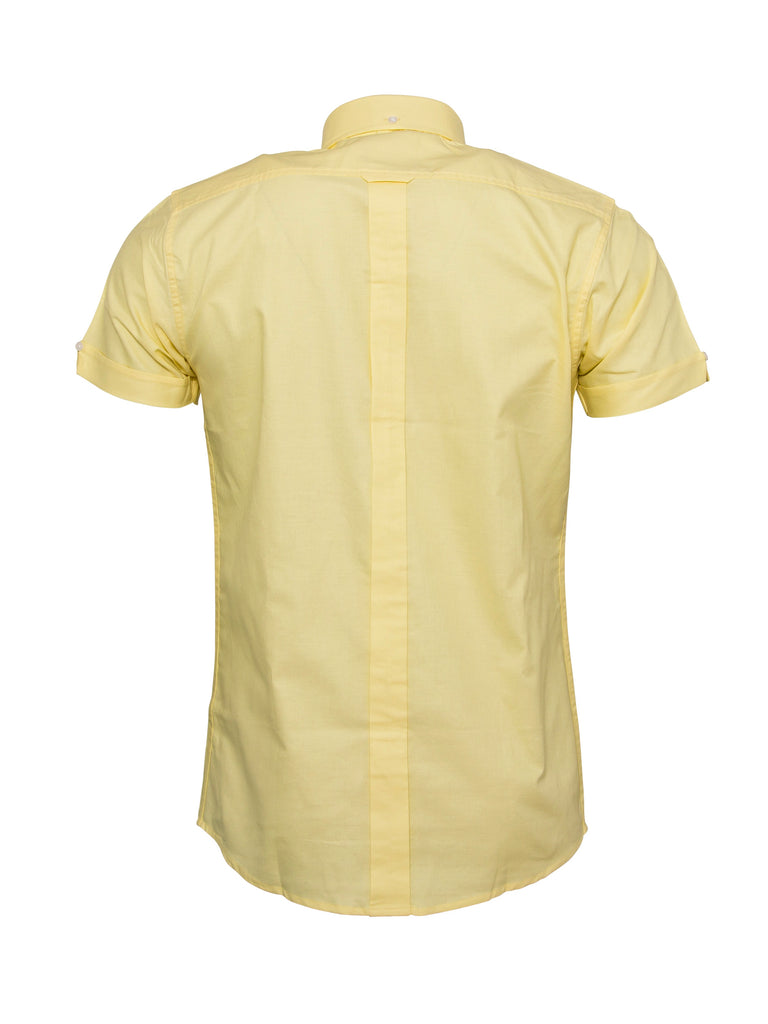 Relco Mens Lemon Oxford Cotton Short Sleeved Retro Mod Button Down Shirt
