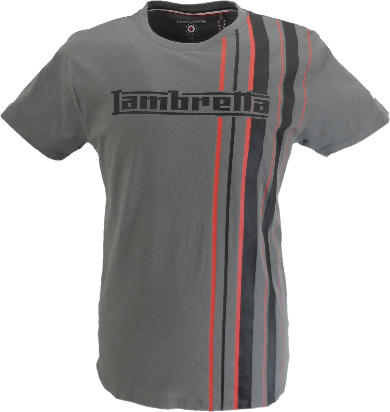 Lambretta Mens Iron Grey Striped Retro T Shirt