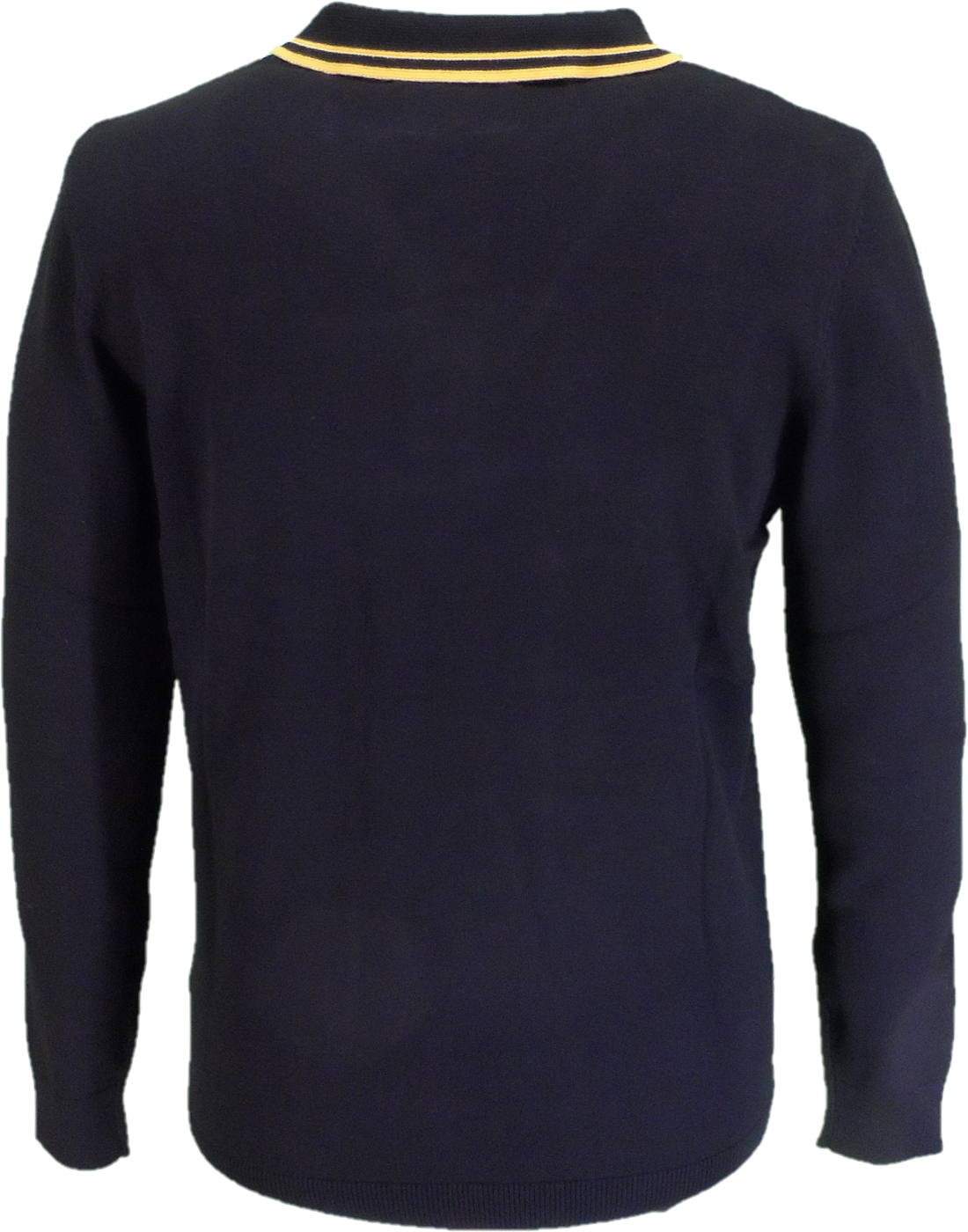 Lambretta Mens Black Gold Tipped Collar Knitted Polo Shirt