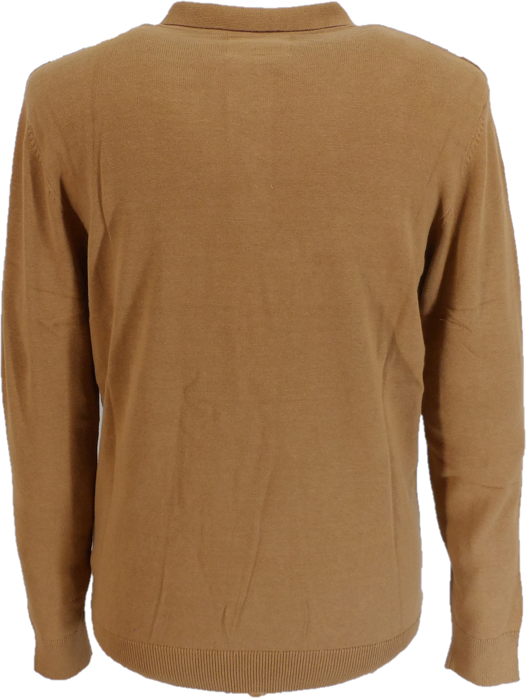 Lambretta Mens Tobacco Brown /Navy Striped Knitted Polo Shirt