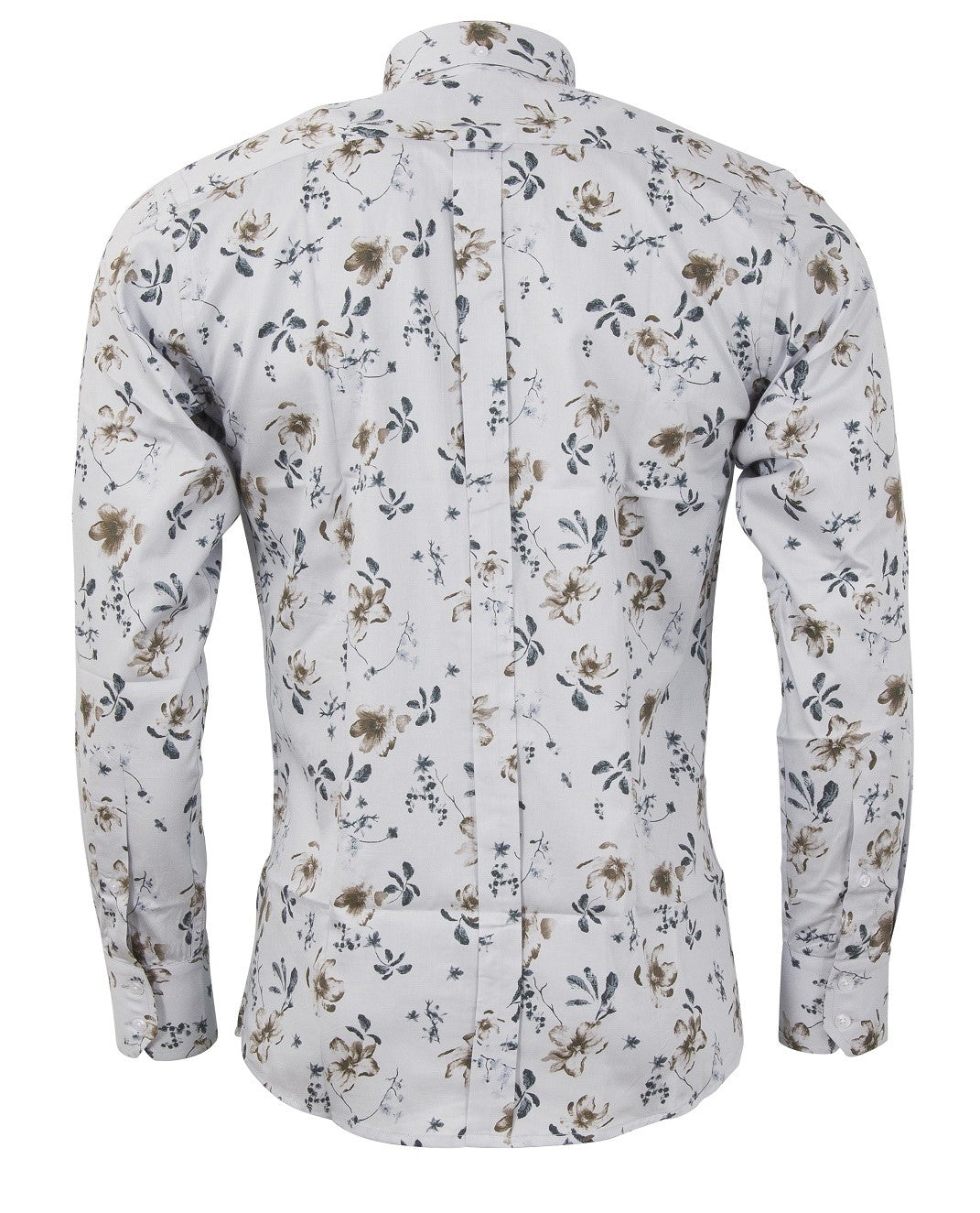 Relco Mens Limited Edition Light Grey Floral Print Button Down Shirt