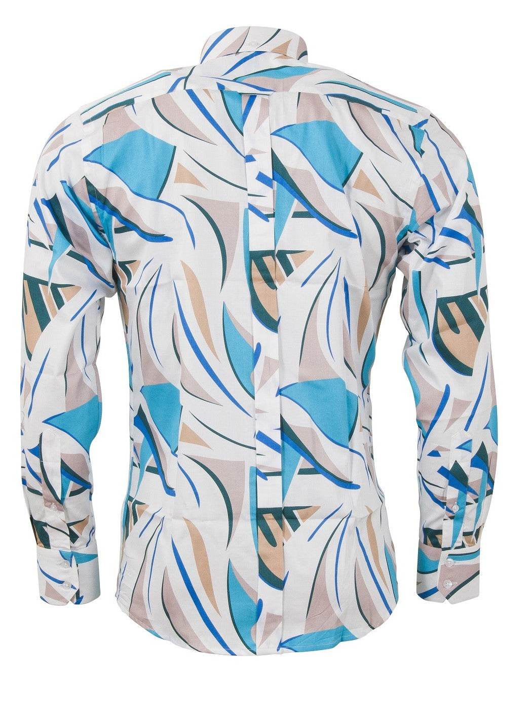 Relco Mens Limited Edition Blue Retro Print Button Down Shirt