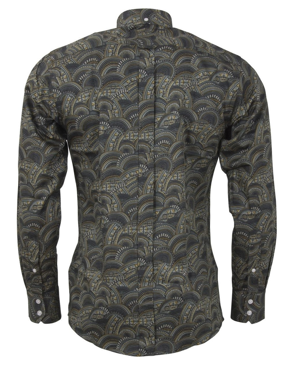 Relco Mens Limited Edition Dark Grey Patterned Button Down Shirt