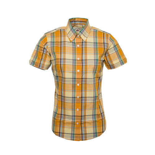 Relco Ladies Retro Orange Check Limited Edition Button Down Short Sleeved Shirts