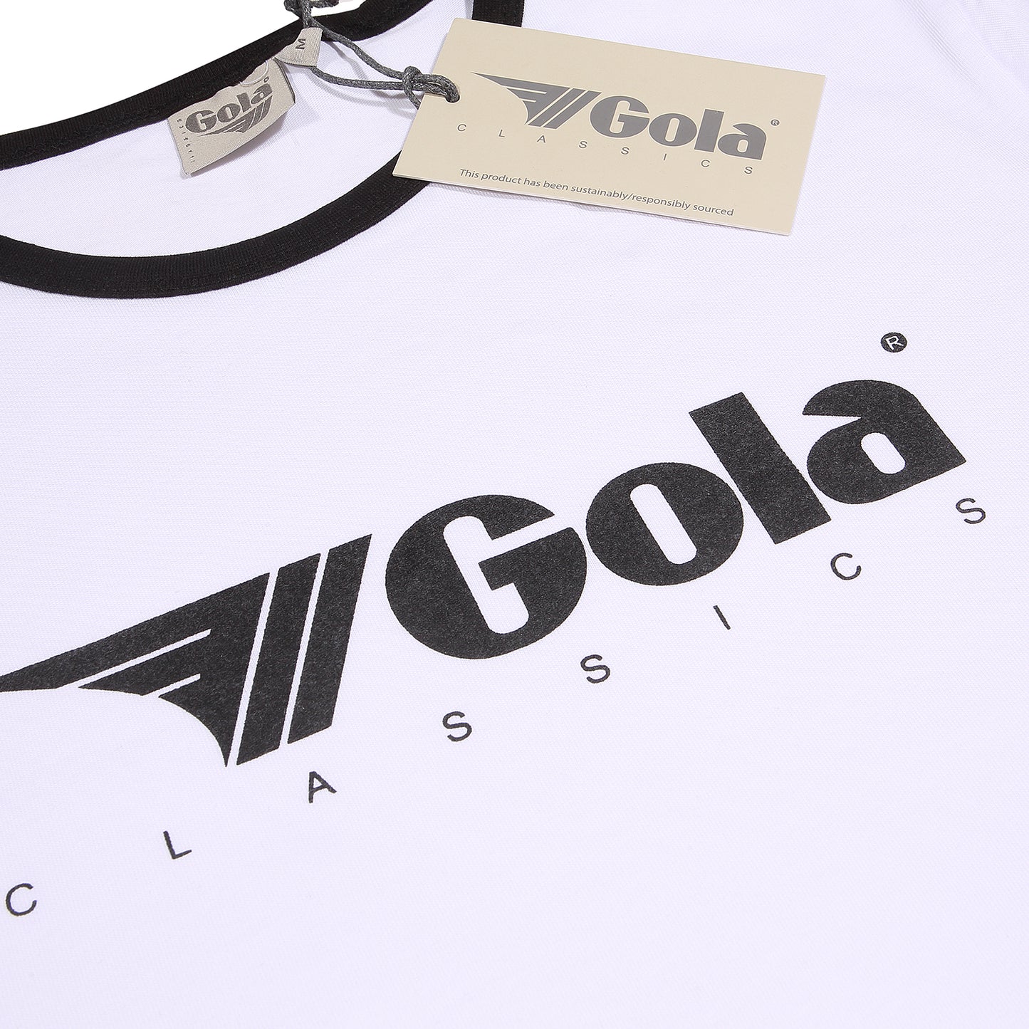 Gola Mens White/Black Retro Ringer T Shirt