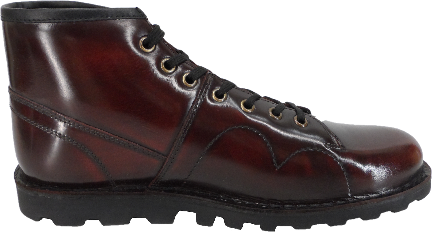 Grafters Original 1970's Style Oxblood Rub Off Leather Monkey Boots