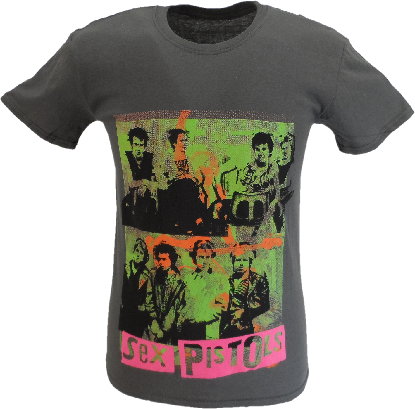Mens Official Sex Pistols Band Grey Montage T Shirt