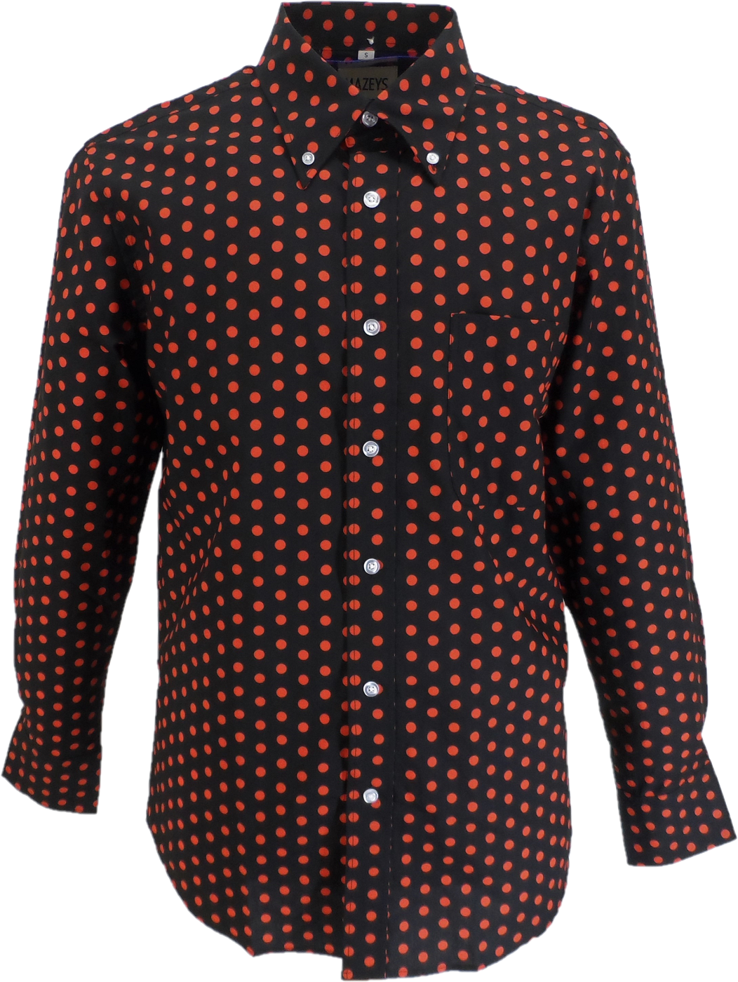 Mazeys Mens Black and Red Retro Mod Polka Dot 100 Cotton Shirts Mazeys UK