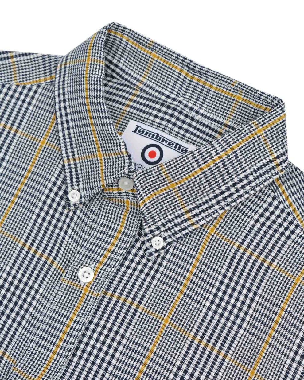 Lambretta Mens Houndstooth Short Sleeved Button Down Shirts