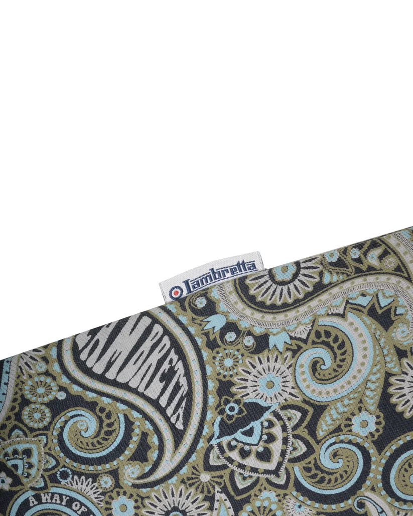 Lambretta Navy Blue/Grey Paisley Print Polo Shirts