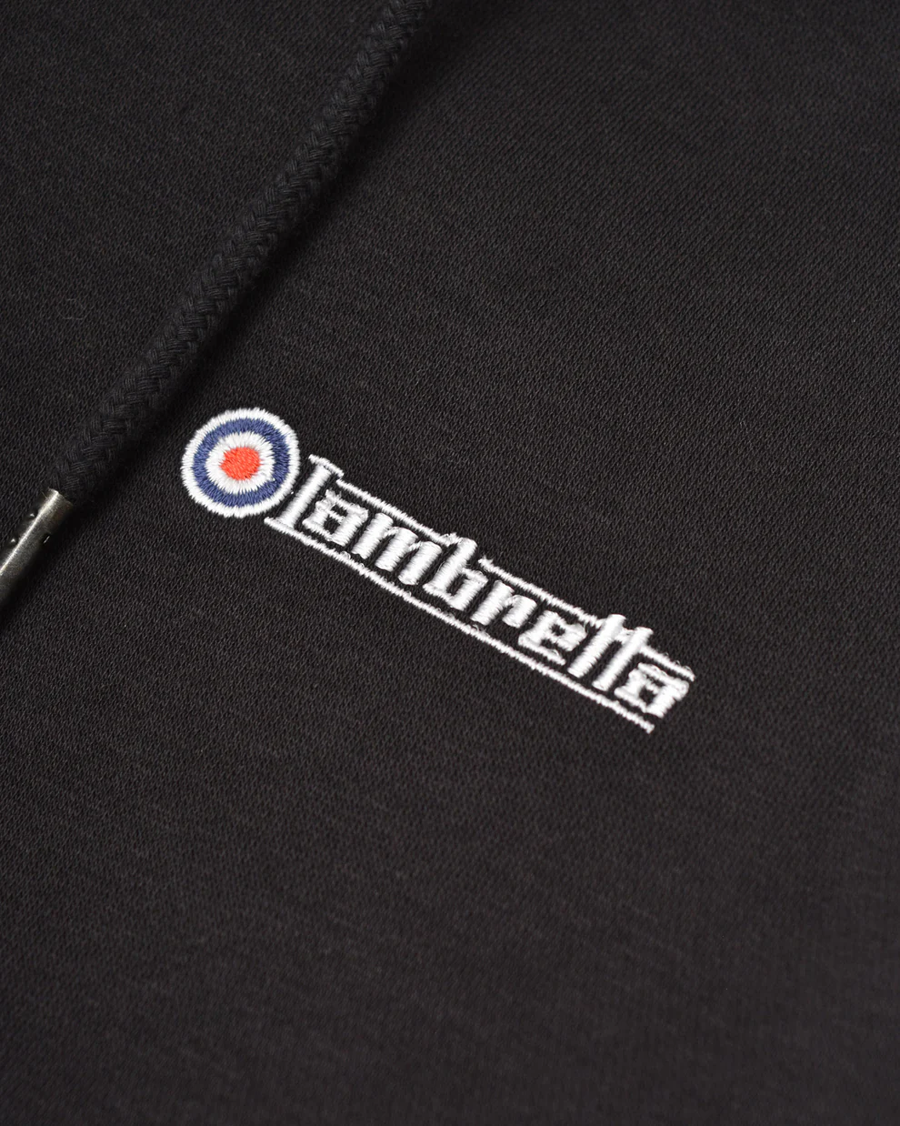 Lambretta Mens Black/Gold Full Zip Logo Hooded Top