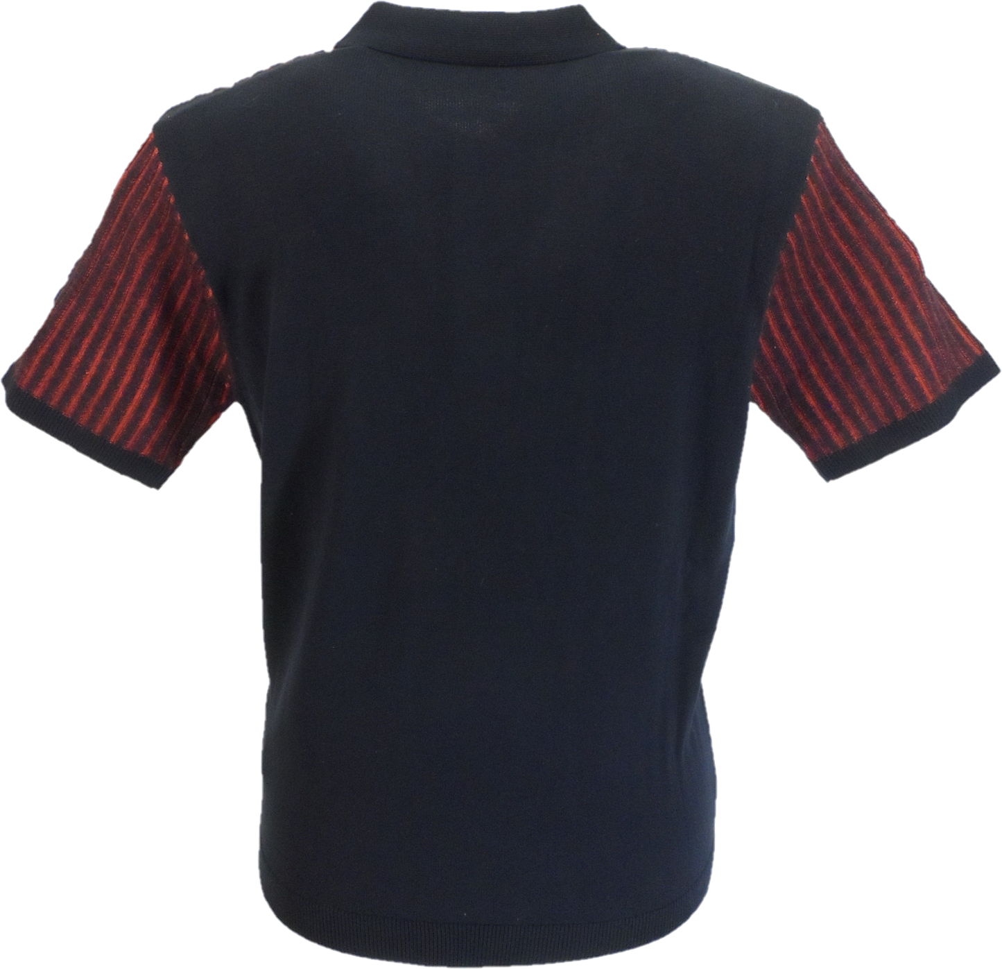 Gabicci Vintage Mens Navy Blue/Red Striped Knitted Polo Shirt
