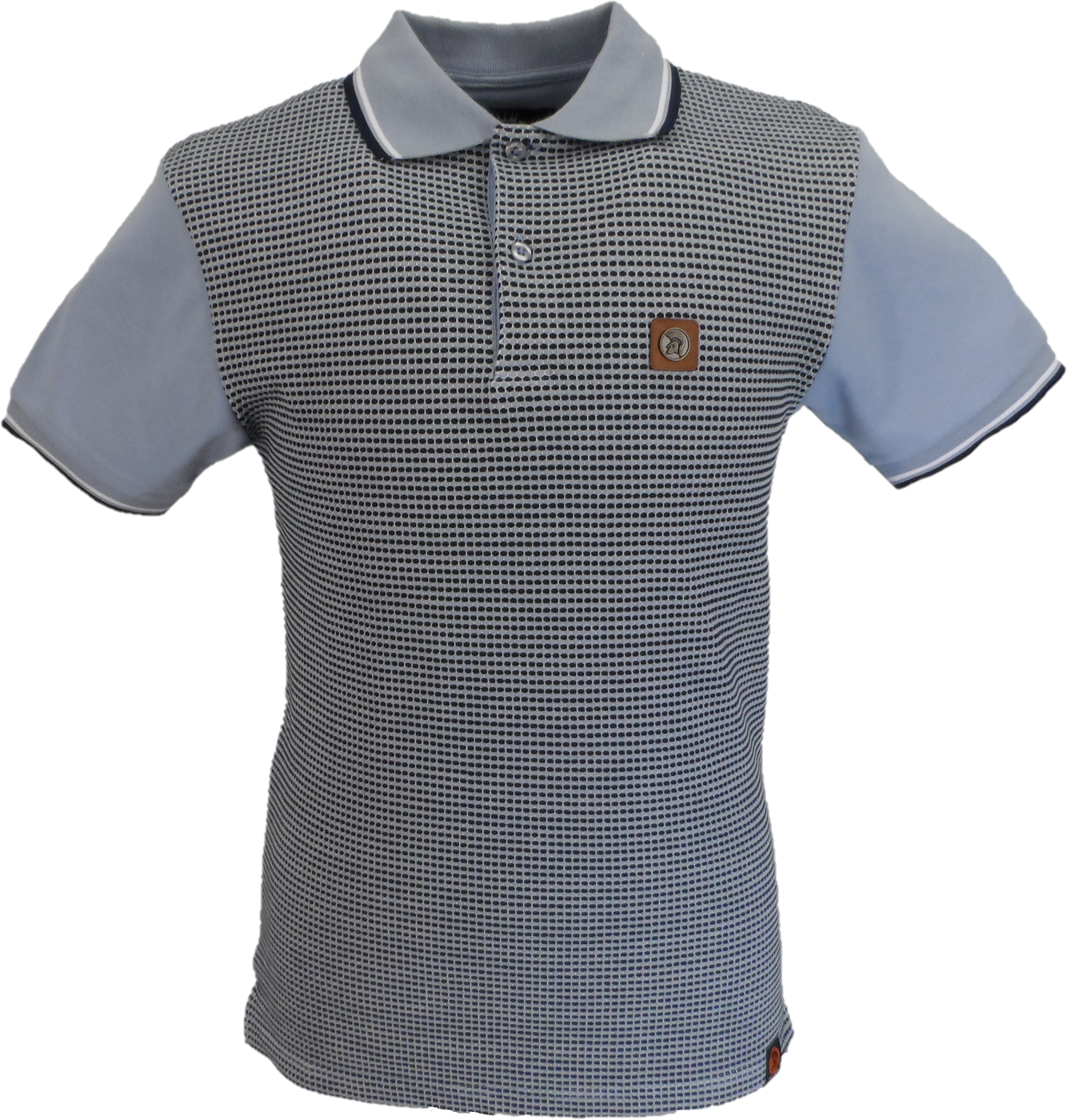 Trojan Mens Sky Blue Birdseye Panel Polo Shirt