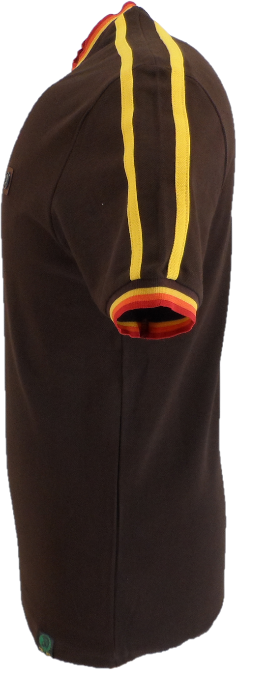 Trojan Mens Chocolate Brown Tipped Pique T Shirt