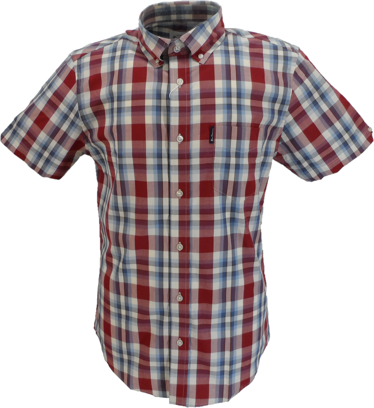 Ben Sherman Mens Bordeaux Check Short Sleeved Shirt XXXX Large / Multicoloured Ben Sherman Mens Bordeaux Check Short Sleeved Shirt XXXX Large / Multicoloured