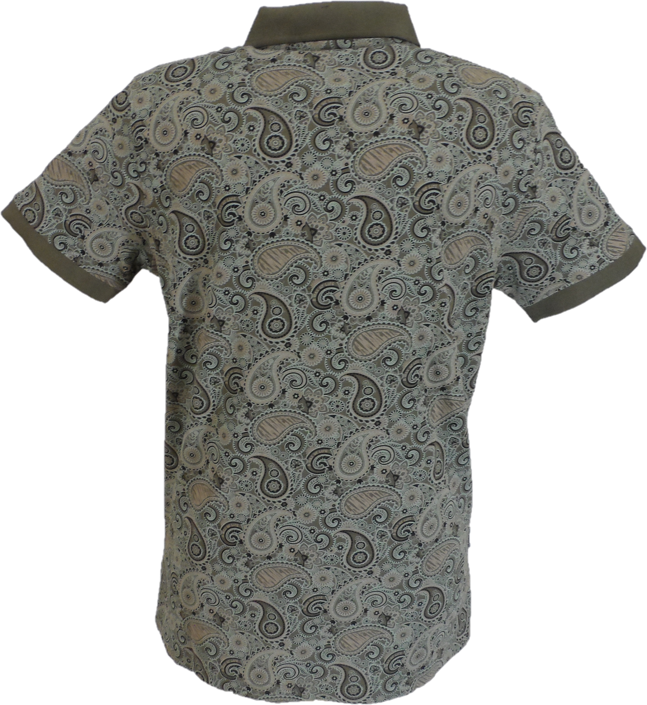 Lambretta Khaki Green Paisley Print Polo Shirts