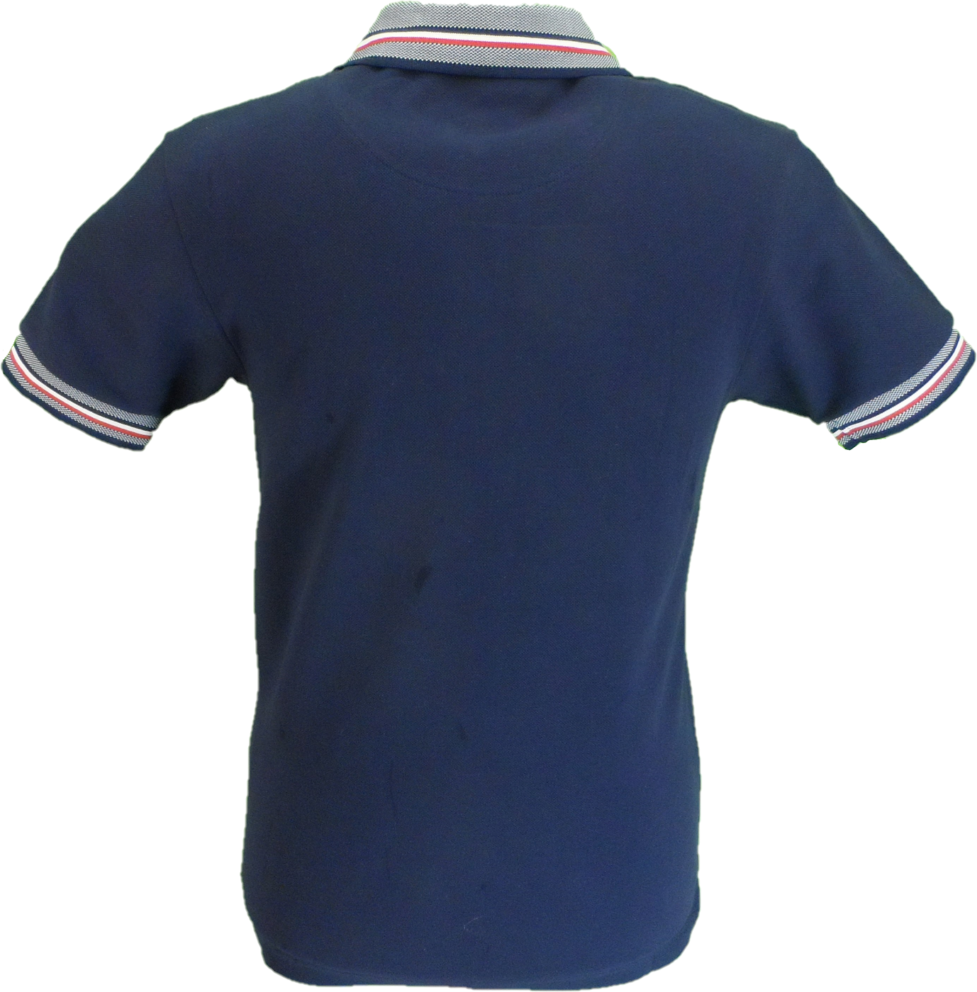 Trojan Mens Navy Blue Oxford Collar Rib Chrome-effect Zip Tipped Polo Shirt