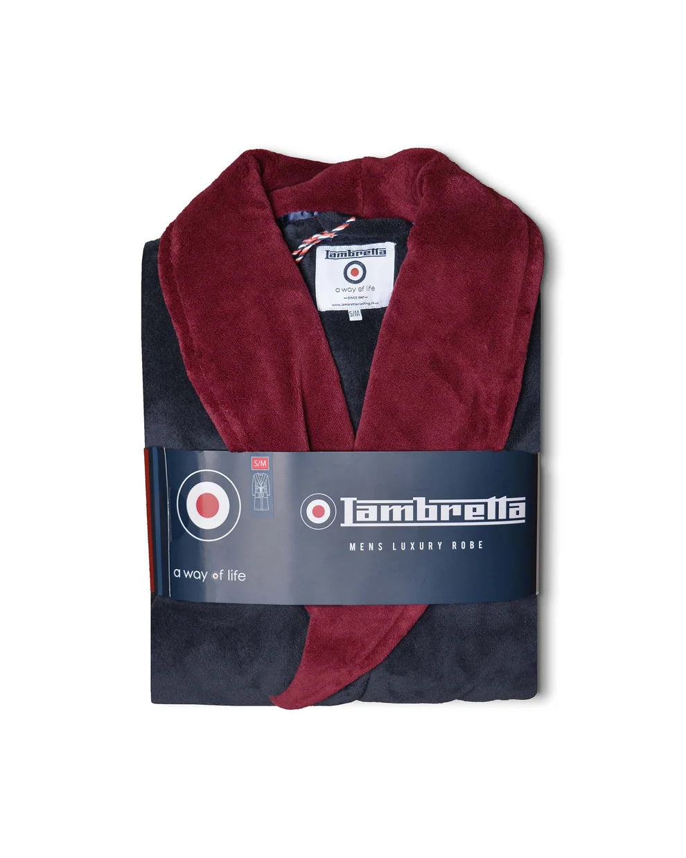 Lambretta Mens Navy Luxury Dressing Gown