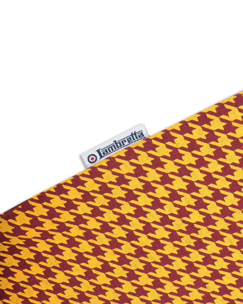 Lambretta Mens Burgundy/Gold Houndstooth Print Cotton Polo Shirts