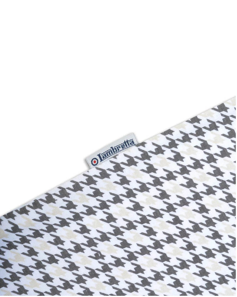 Lambretta Mens White Houndstooth Print Cotton Polo Shirts