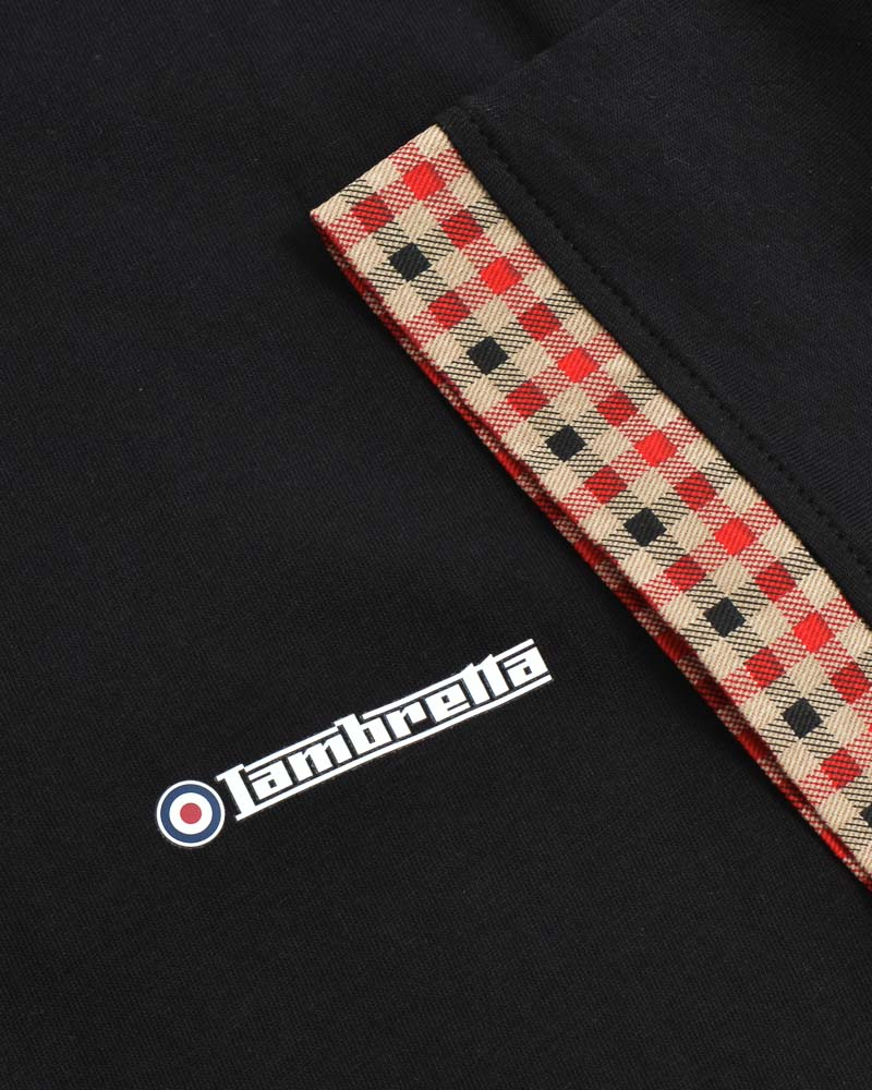 Lambretta Mens Black Gingham Collar Polo Shirts