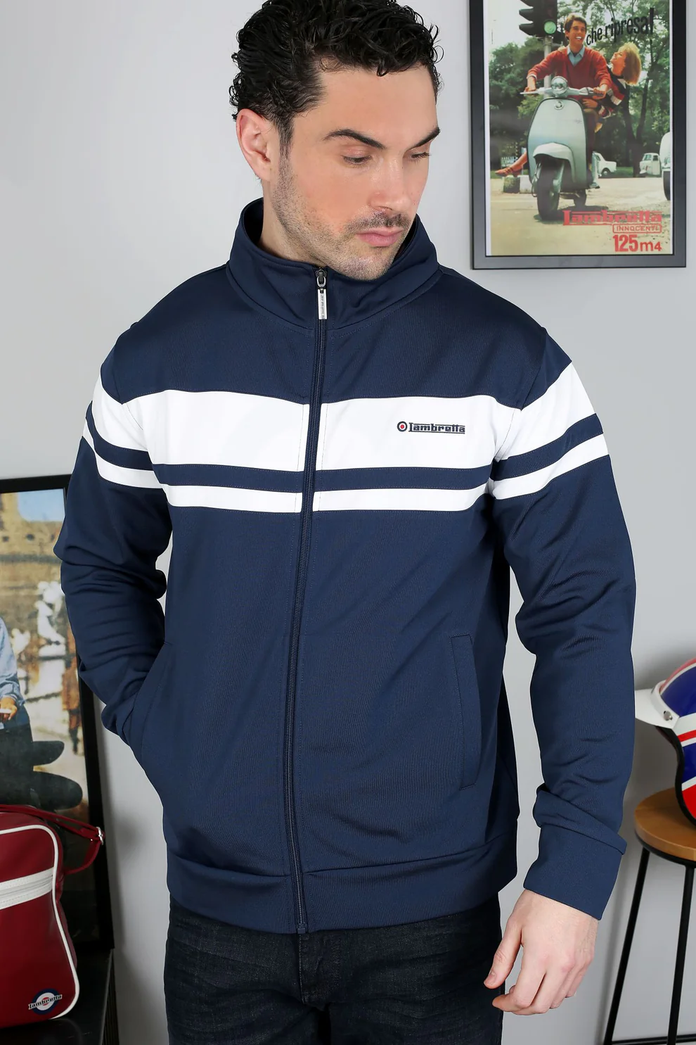 Lambretta Retro Navy/White Championship Track Top Jacket