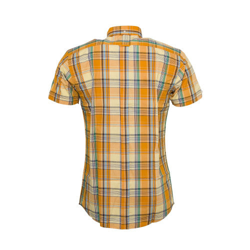 Relco Mens Orange Check Short Sleeved Limited Edition Button Down Shirts