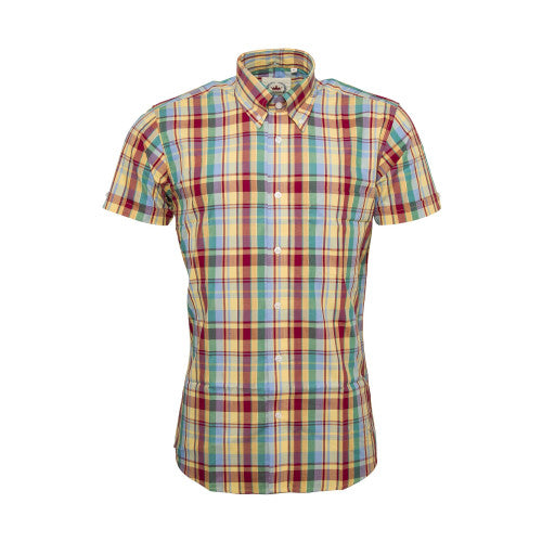Relco Mens Multi Check Short Sleeved Limited Edition Button Down Shirts