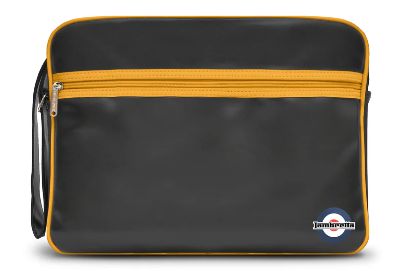 Lambretta Classic Retro Black Mustard Messenger/Flight Bag