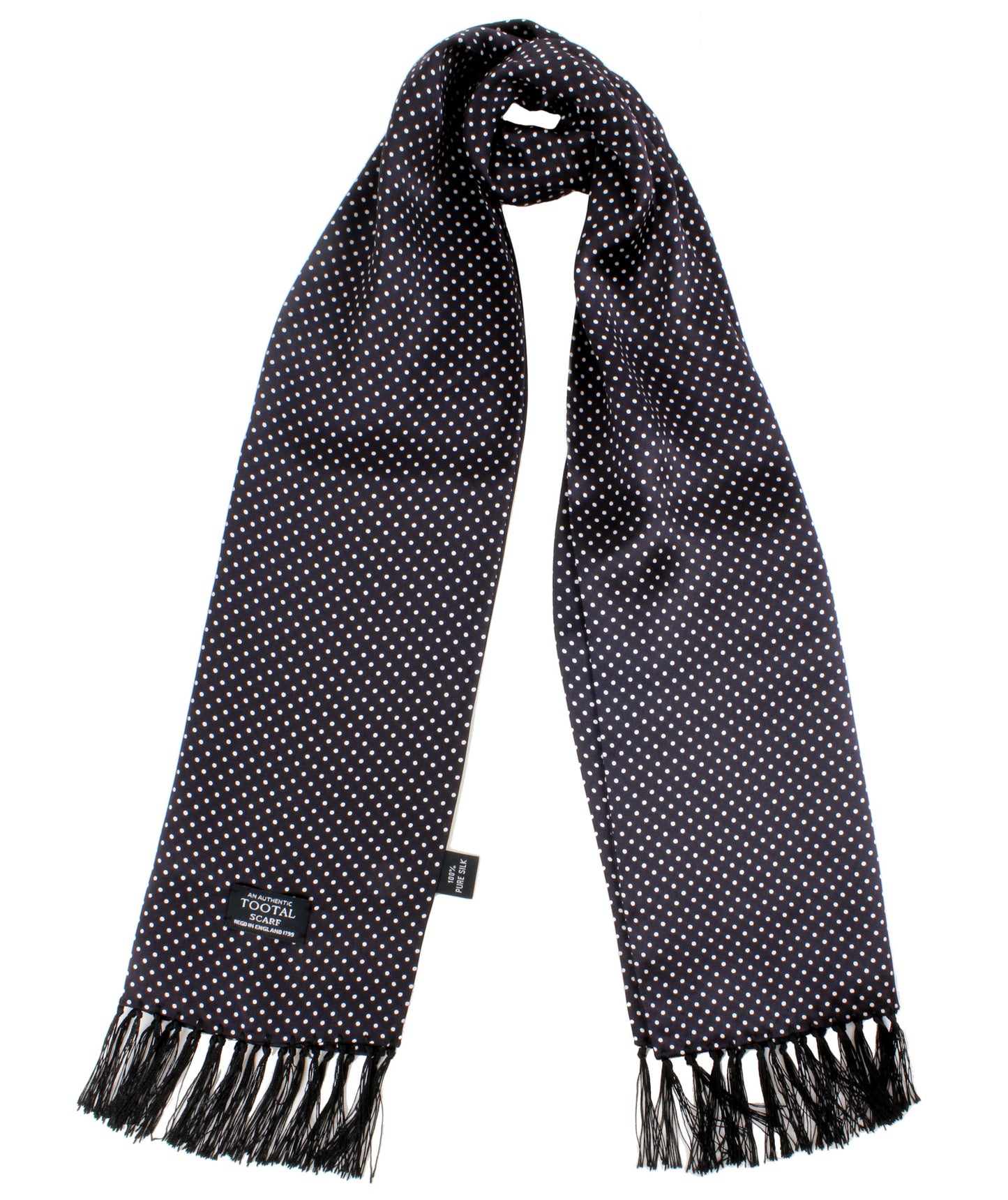 Tootal Black Pin Dot 100% Silk Scarf